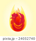 Silhouette of red cock in flame. 24032740