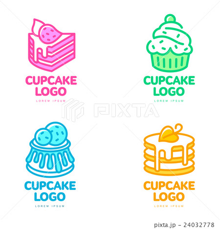 Set of cupcake logos for bakery, coffee shop, cake 24032778