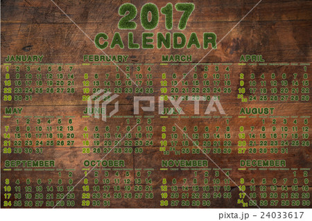 Calendar for 2017 on wood background,3d rendering 24033617