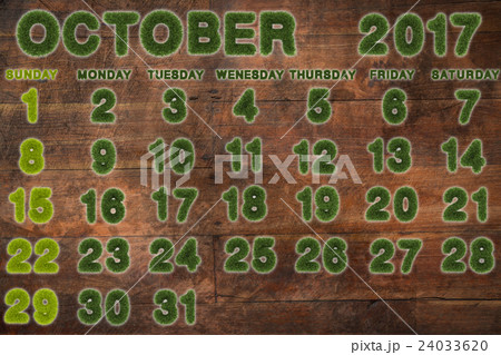 Calendar for October 2017 on wood background,3d re Calendar for October 2017 on wood background,3d re 24033620