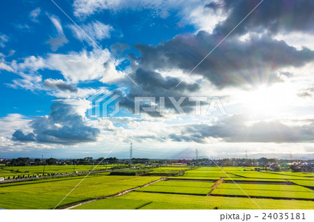 【埼玉県】田園風景と夏の空 24035181