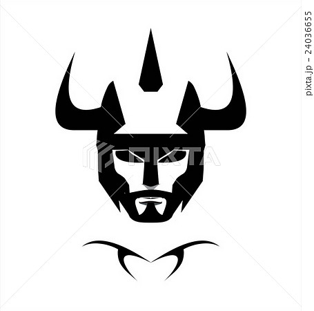 Warrior Head, black horned warrior. 24036655
