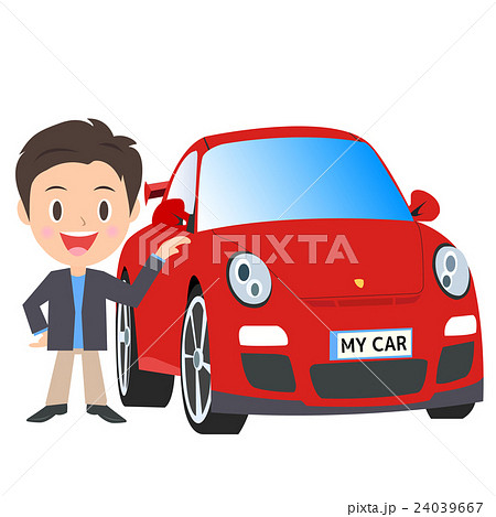 赤い自動車、スポーツカーと男性 24039667