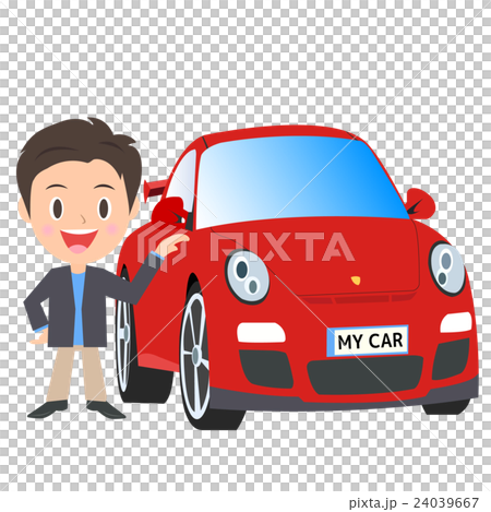赤い自動車、スポーツカーと男性 24039667