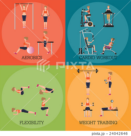 fitness aerobic strength and body exercises. Stock Illustration 24042646 PIXTA