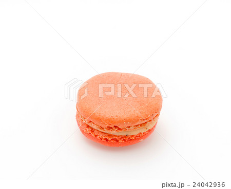 French colorful macarons on white background . 24042936