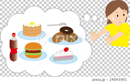 A woman on a diet holding down a sweet one 24043991