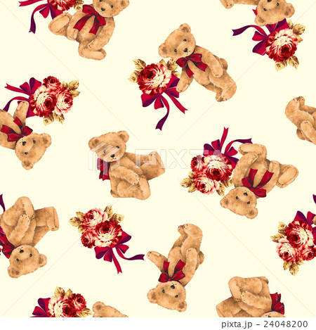 可愛い熊と花束の柄 可愛い熊と花束の柄 24048200