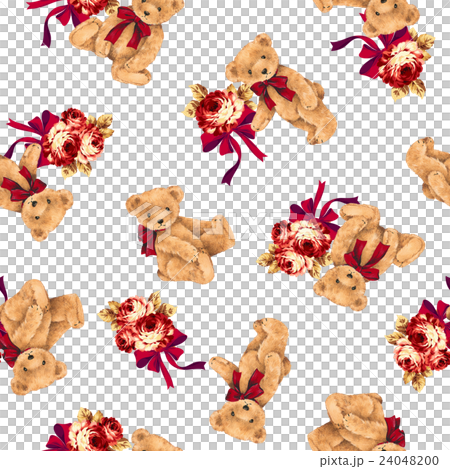 可愛い熊と花束の柄 可愛い熊と花束の柄 24048200