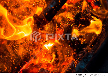 Beautiful burning fire flame background and coals Beautiful burning fire flame background and coals 24058809