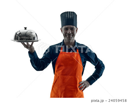 man cooking chef silhouette isolated 24059458