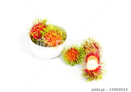 Fresh rambutan sweet fruit on white background Fresh rambutan sweet fruit on white background 24060024