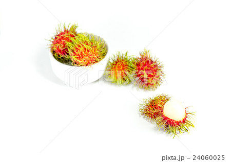 Fresh rambutan sweet fruit on white background Fresh rambutan sweet fruit on white background 24060025