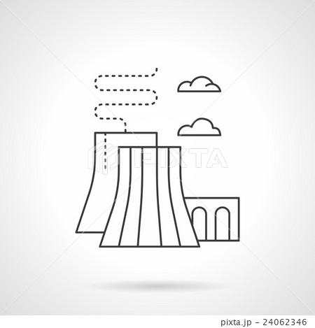 Thermal power station flat line vector icon 24062346