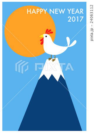 年賀状2017　にわとりと日の出 24063112