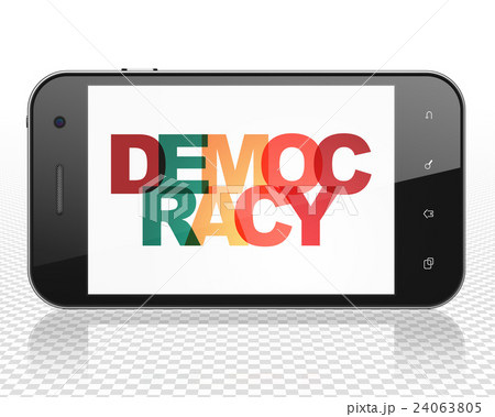 Politics concept: Smartphone with Democracy on 24063805