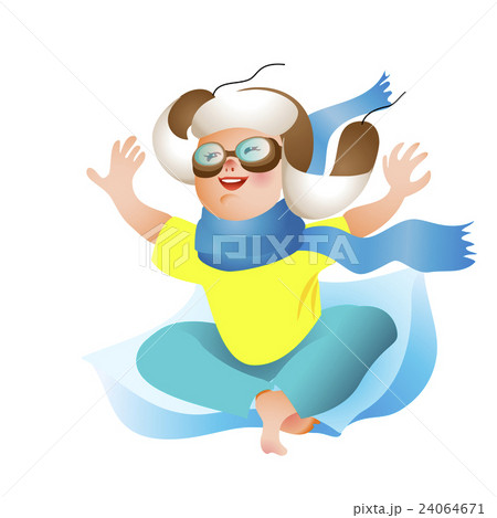 Cute Cartoon Baby boy in a pilot hat and scarf 24064671