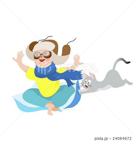 Cute Cartoon Baby boy in a pilot hat and scarf 24064672