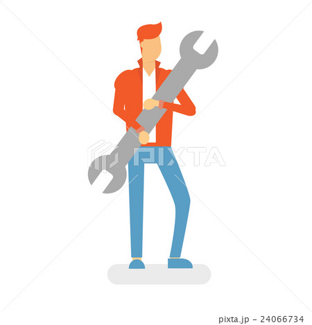 Man Hold Wrench Service Worker 24066734