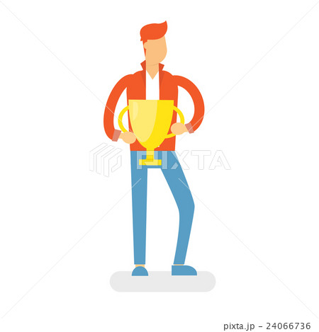 Man Hold Golden Cup Business Winner Success 24066736