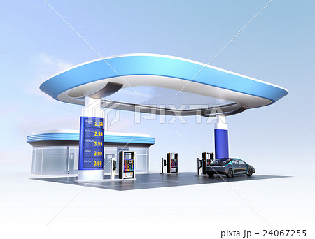 電気自動車用急速充電機が備えるサービスステーションのイメージ。オリジナルデザイン。 電気自動車用急速充電機が備えるサービスステーションのイメージ。オリジナルデザイン。 24067255