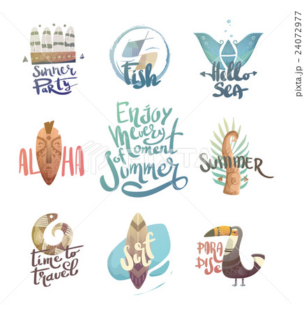 Lettering with palm trees and animals. 24072977