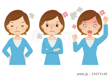 女性　主婦　表情セット　怒り 24073140