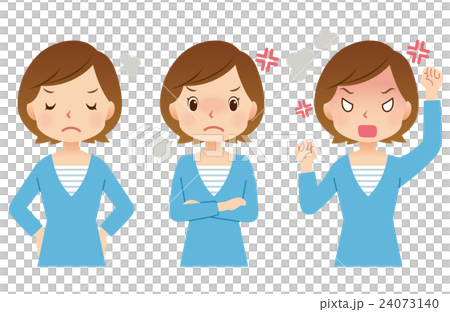 女性　主婦　表情セット　怒り 24073140