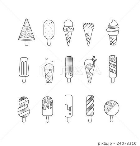 Black and white ice cream icons Black and white ice cream icons 24073310