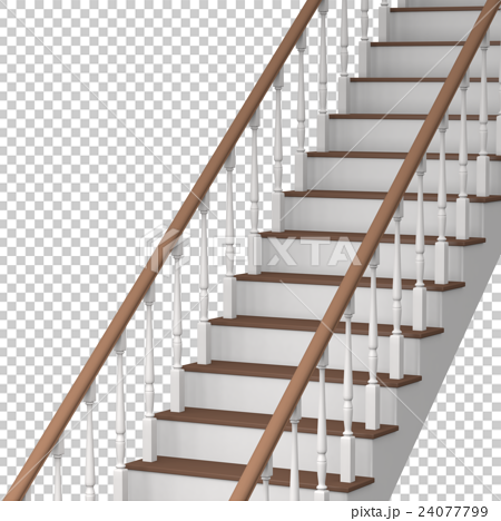 手すり付き階段の3dレンダリング画像のイラスト素材