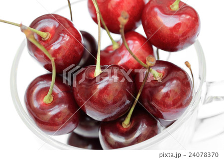 Close up of Red cherry in glass. 24078370