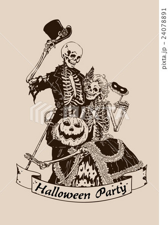 Vintage skeletons pumpkin halloween poster Vintage skeletons pumpkin halloween poster 24078891