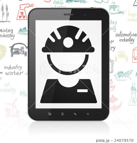 Industry concept: Tablet Computer with Factory 24079570