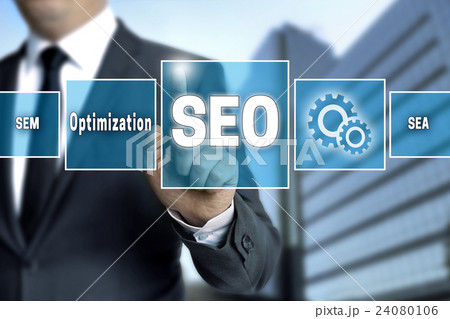 seo touchscreen is operated by businessman 24080106