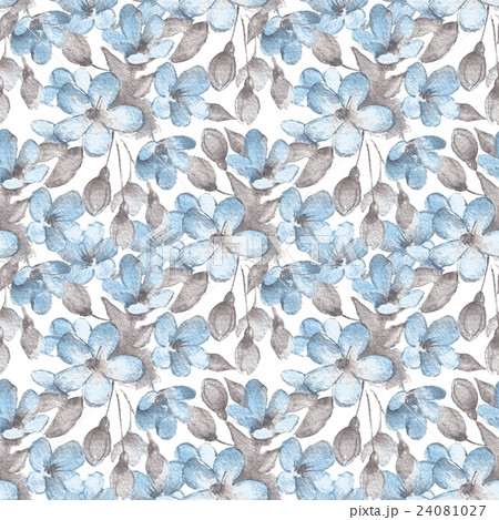 Branch with delicate flowers. Seamless pattern 20 24081027