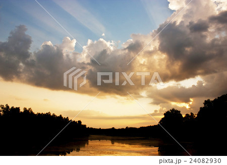 Sky with river and color of the sunset 24082930