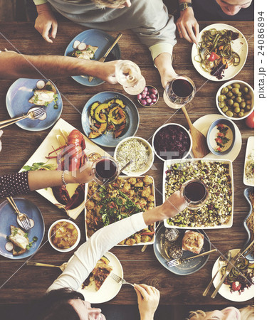 Friends Happiness Enjoying Dinning Eating Concept Friends Happiness Enjoying Dinning Eating Concept 24086894
