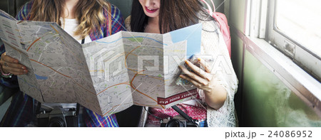 Girls Friendship Hangout Traveling Holiday Map Concept 24086952