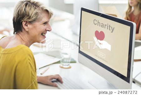 Charity Volunteer Donate Hand Symbol Concept 24087272