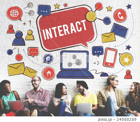Interact Communicate Connect Social Media Social Networking Concept 24088289
