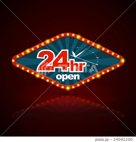 24hr open with clock scale banner retro light 24092200