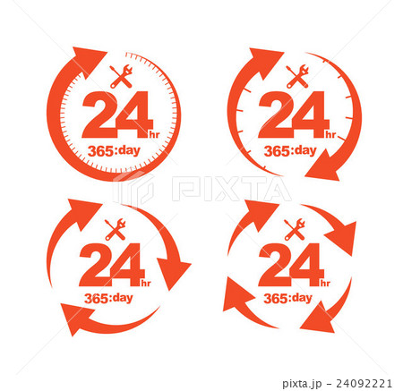 Set of Arrow Circle Service 24Hr 365 day Icon 24092221