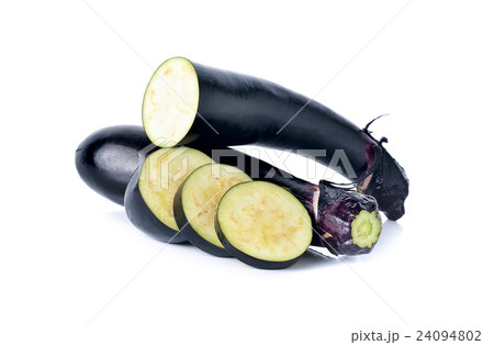 whole and sliced eggplant (long-type) on white 24094802