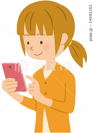 スマホ 女性 操作のイラスト素材