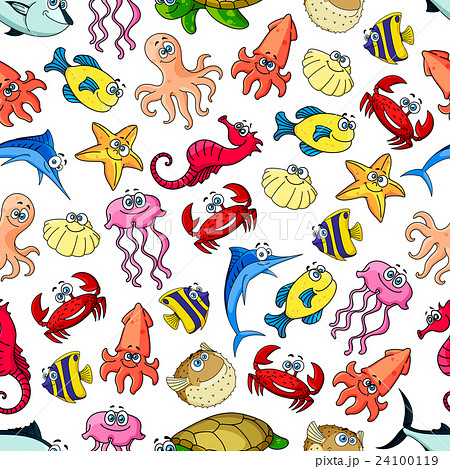 Underwater cartoon seamless pattern background Underwater cartoon seamless pattern background 24100119