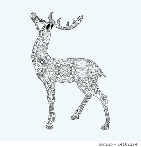 Hand drawn Christmas deer on white background. 24102234