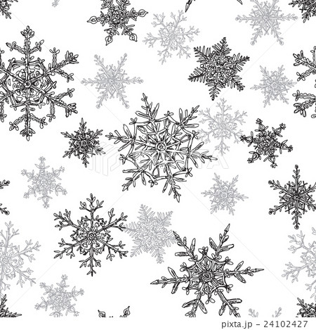 Seamless Pattern with Snowflakes Sketch 24102427