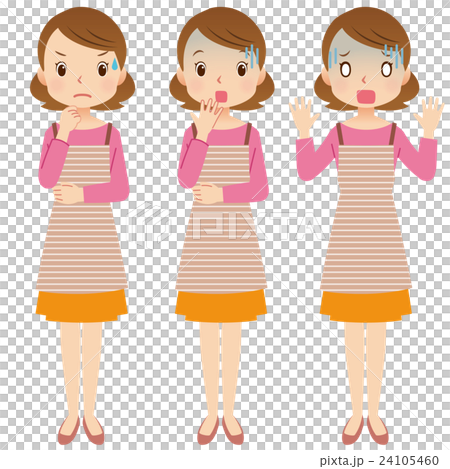 女性　主婦　表情セット　驚く 24105460