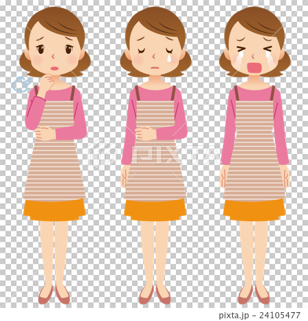 Female housewife expression set cry face 24105477