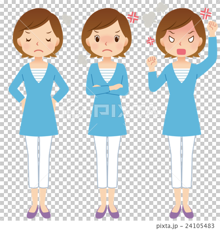 Female housewife facial expression set anger Female housewife facial expression set anger 24105483